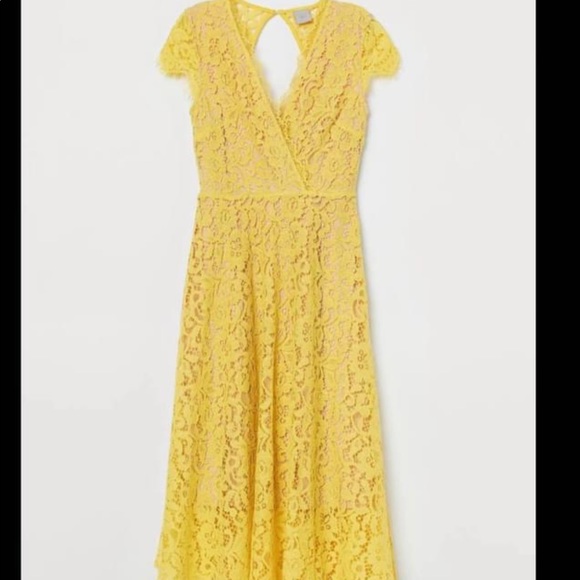 H&M | Dresses | Nwt Hm Yellow Lace Lined Dress | Poshmark